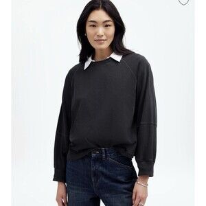 Madewell Top Sweatshirt XXS Heather Gray Raglan Long Sleeve Oversized Relaxed